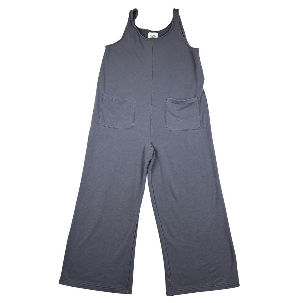 Madewell MWL Women Superbrushed Jumpsuit M Gray Wide Leg Relaxed Cropped Boho